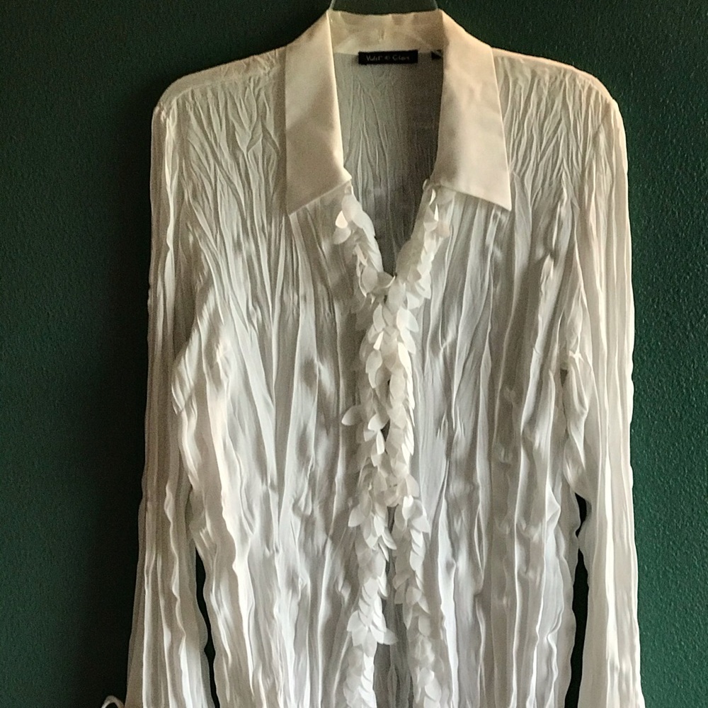 Sheer top with laser cut details! Violet & Claire